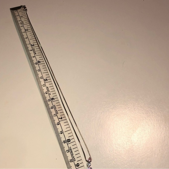 VTG Sterling Silver Pink White Cz S Shape Journey Pendant w Box Chain 18” & 1.5” - Picture 8 of 9